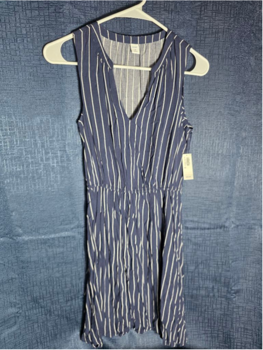 Women's Old Navy Blue White Striped Mini Dress XS patriotic 4th July